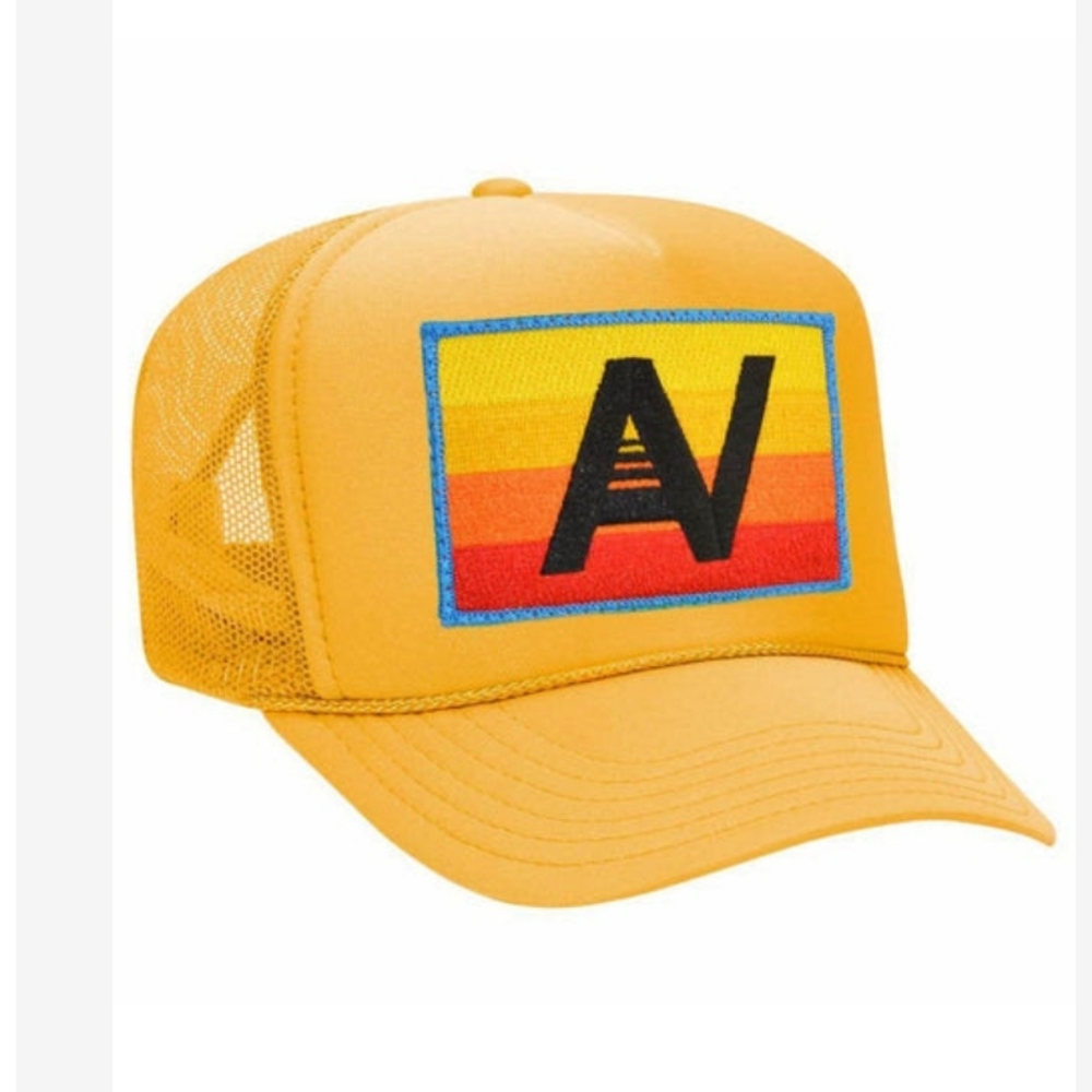 AVIATOR NATION LOGO RAINBOW VINTAGE TRUCKER HAT
